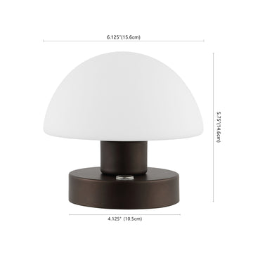 Zoe 5.75" Bohemian Farmhouse Iron Rechargeable Integrated LED Table Lamp - JONATHAN Y